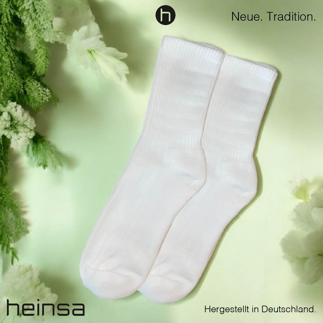 heinsa weiße Tennissocken aus GOTS-zertifizierter Bio-Baumwolle – Made in Germany, Nachhaltig & Langlebig