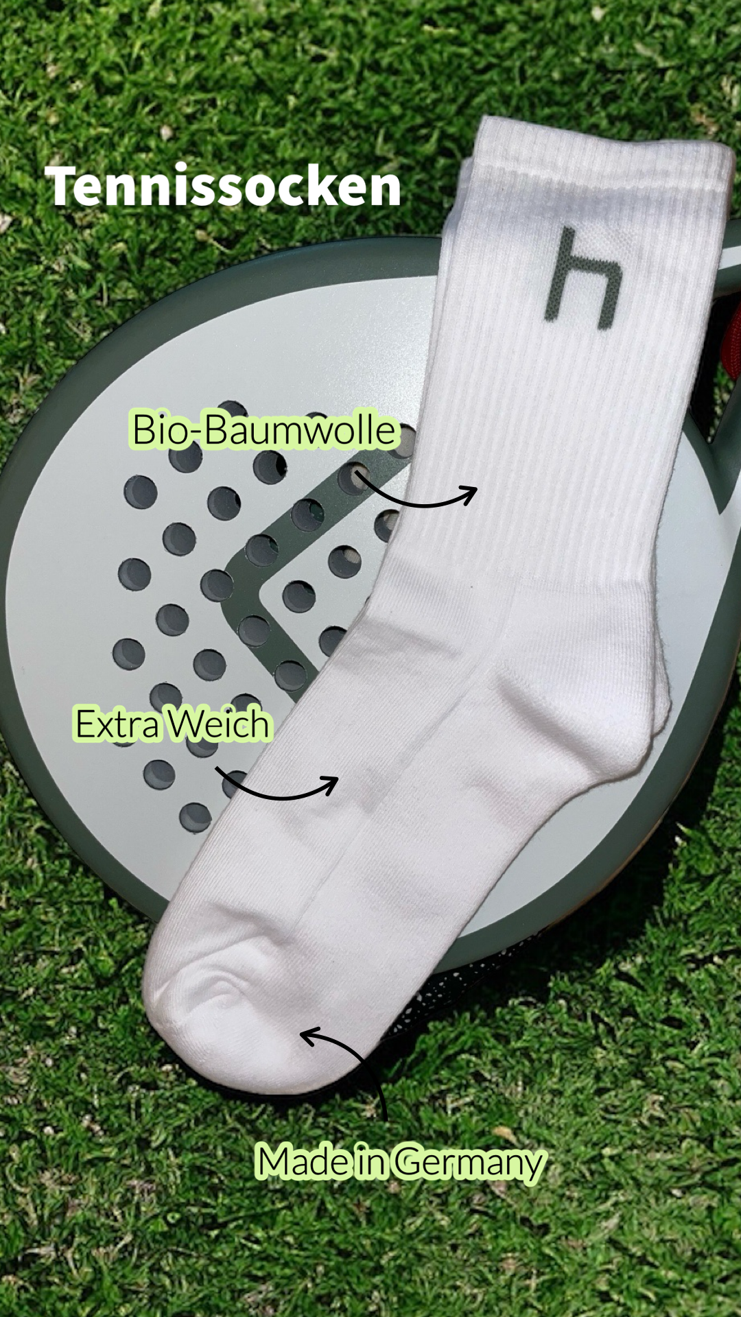 heinsa weiße Tennissocken aus GOTS-zertifizierter Bio-Baumwolle – Made in Germany, Nachhaltig & Langlebig
