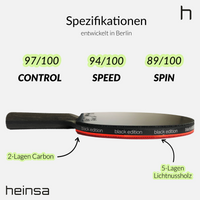 heinsa "black edition" Profi Tischtennisschläger aus Carbon extra Tasche & Ballhalter