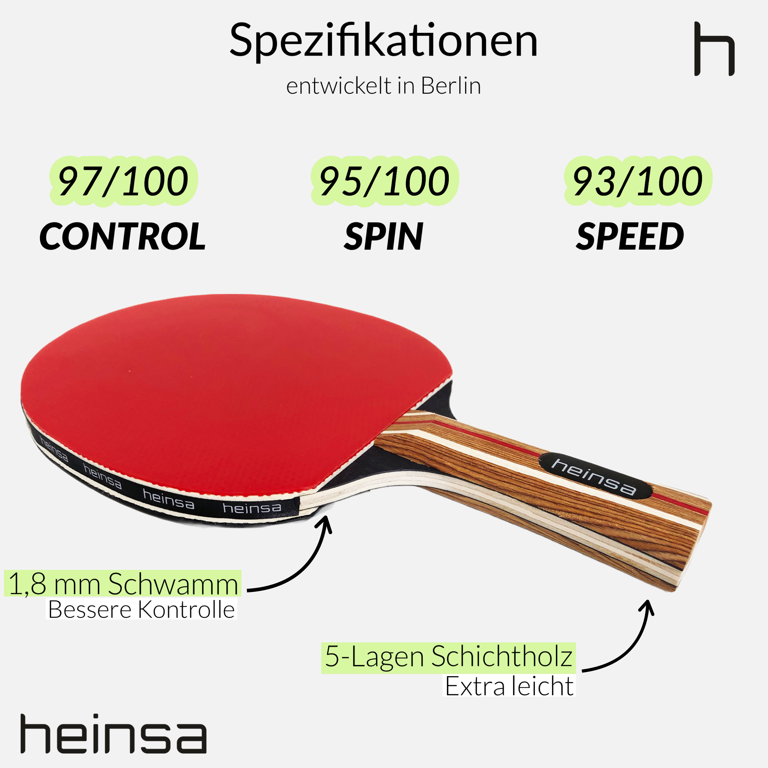 heinsa Tischtennis-Set mit 4 Schlägern + 6 Bälle + 2 Taschen + Zubehör