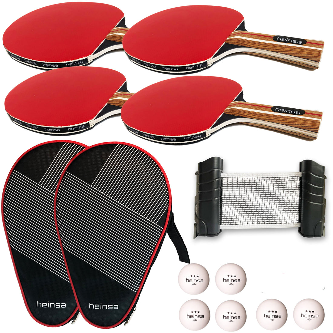 heinsa Profi Tischtennisschläger Set 4 Schläger und Netz