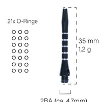 heinsa dart shaft set 12 pieces (black)