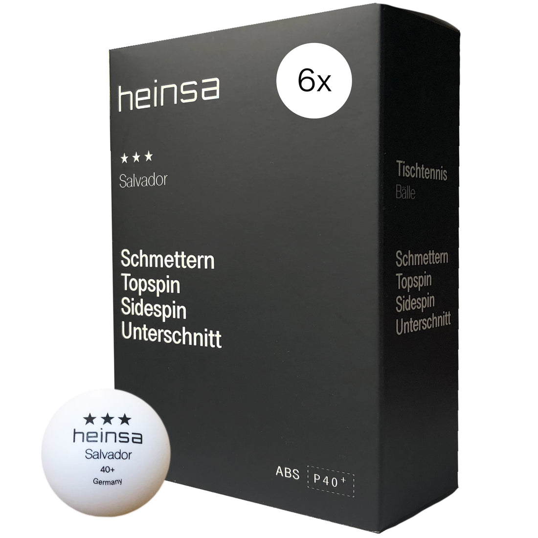 heinsa "black edition" Profi Tischtennisschläger und extra Tischtennisbälle und Tasche