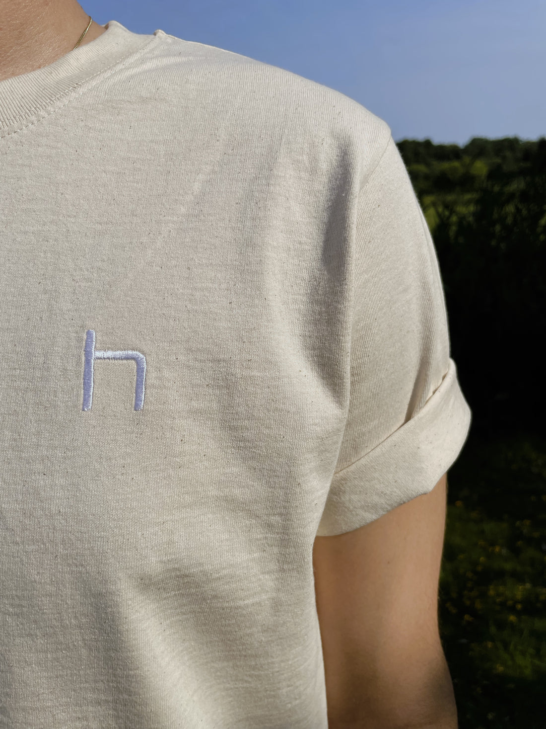heinsa T-Shirt aus Biobaumwolle mit Strick und Siebdruck