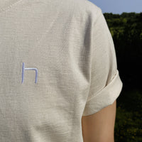 heinsa T-Shirt aus Biobaumwolle mit Strick und Siebdruck