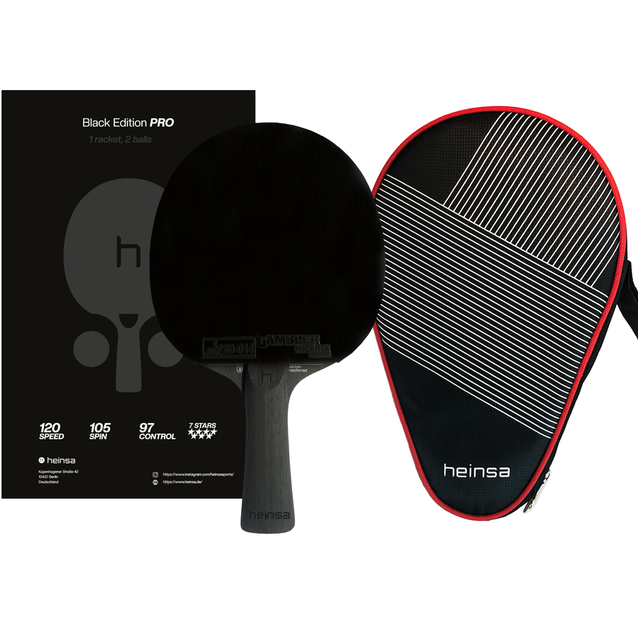 heinsa Black Edition Pro - Carbon Schläger für Spin & Speed mit Tasche