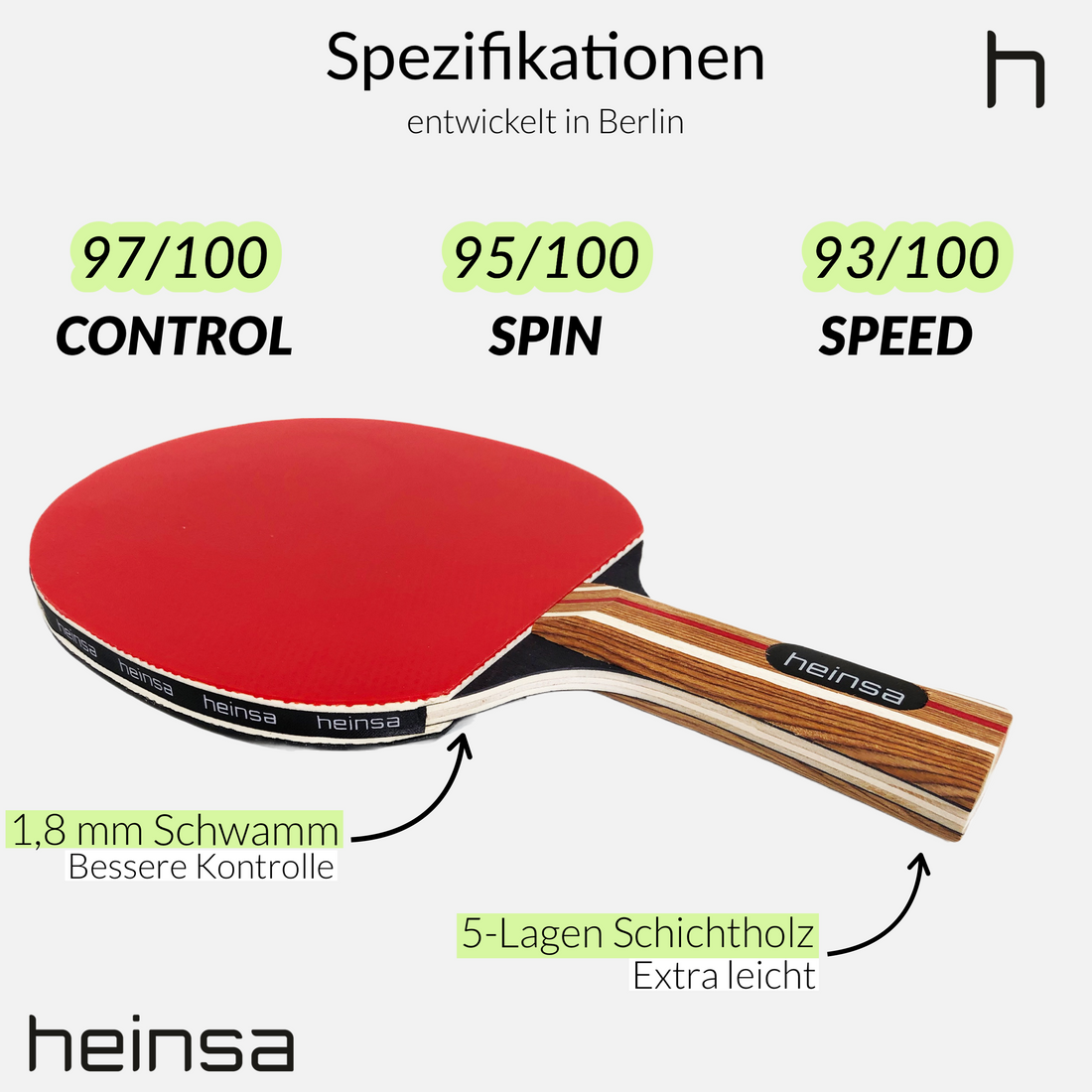 heinsa Tischtennisschläger Set für die ganze Familie