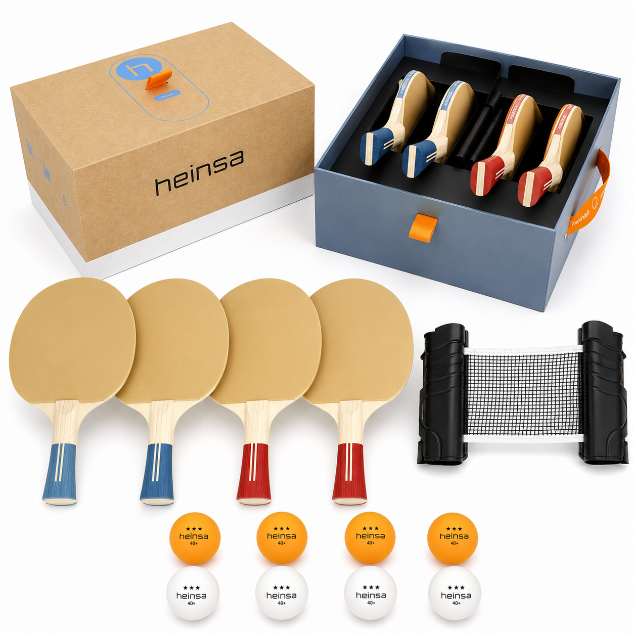 Premium 4er Box Tischtennisschläger mit Zubehör
