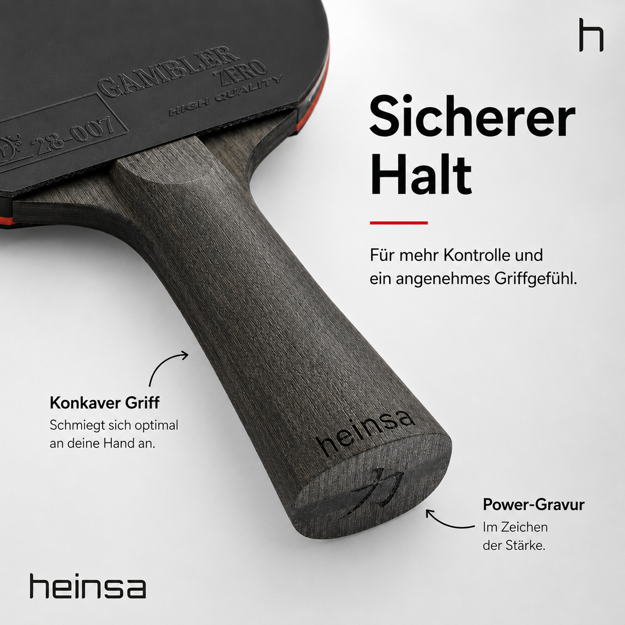 heinsa "black edition" Profi Tischtennisschläger aus Carbon extra Tasche