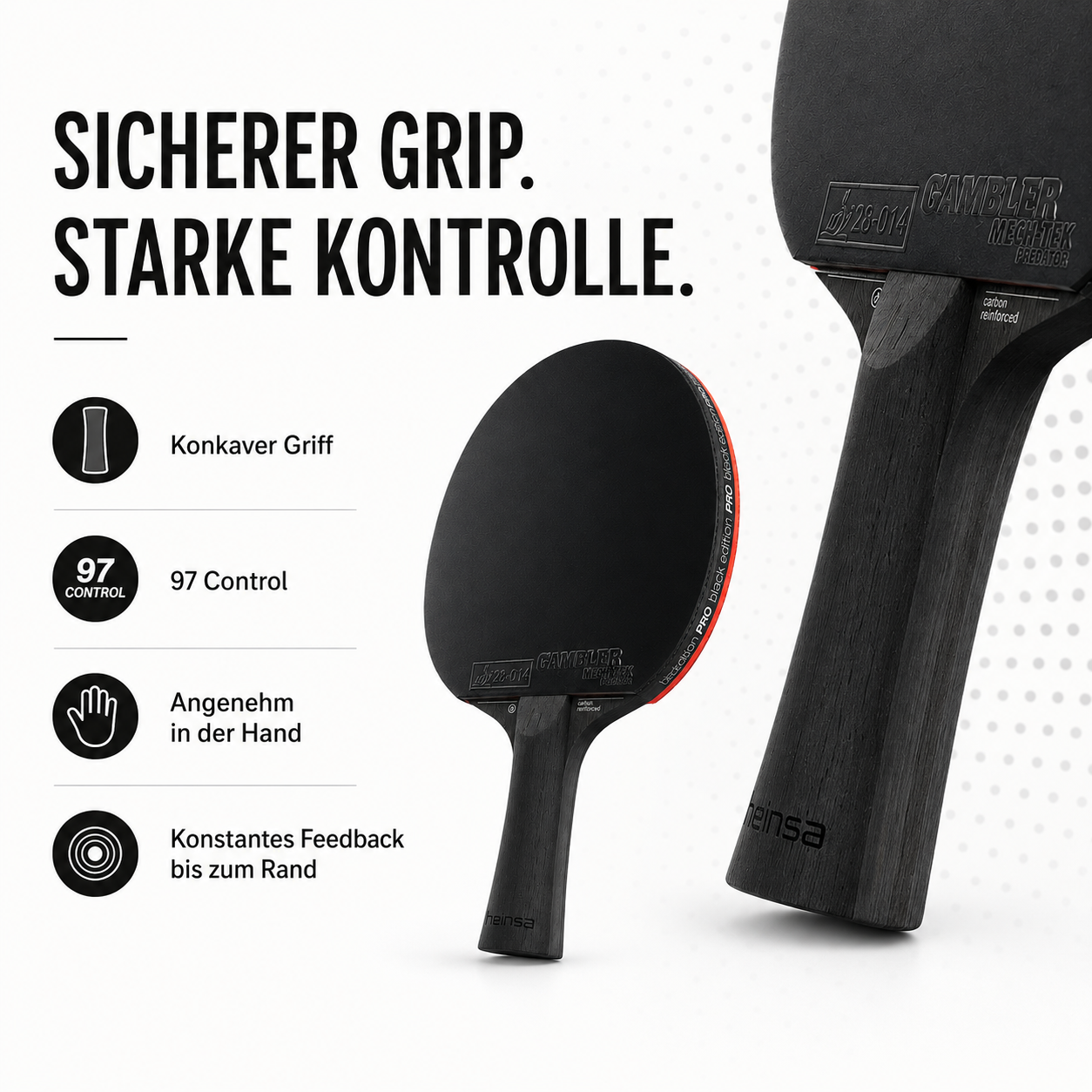 heinsa Black Edition Pro - Carbon Schläger für Spin & Speed