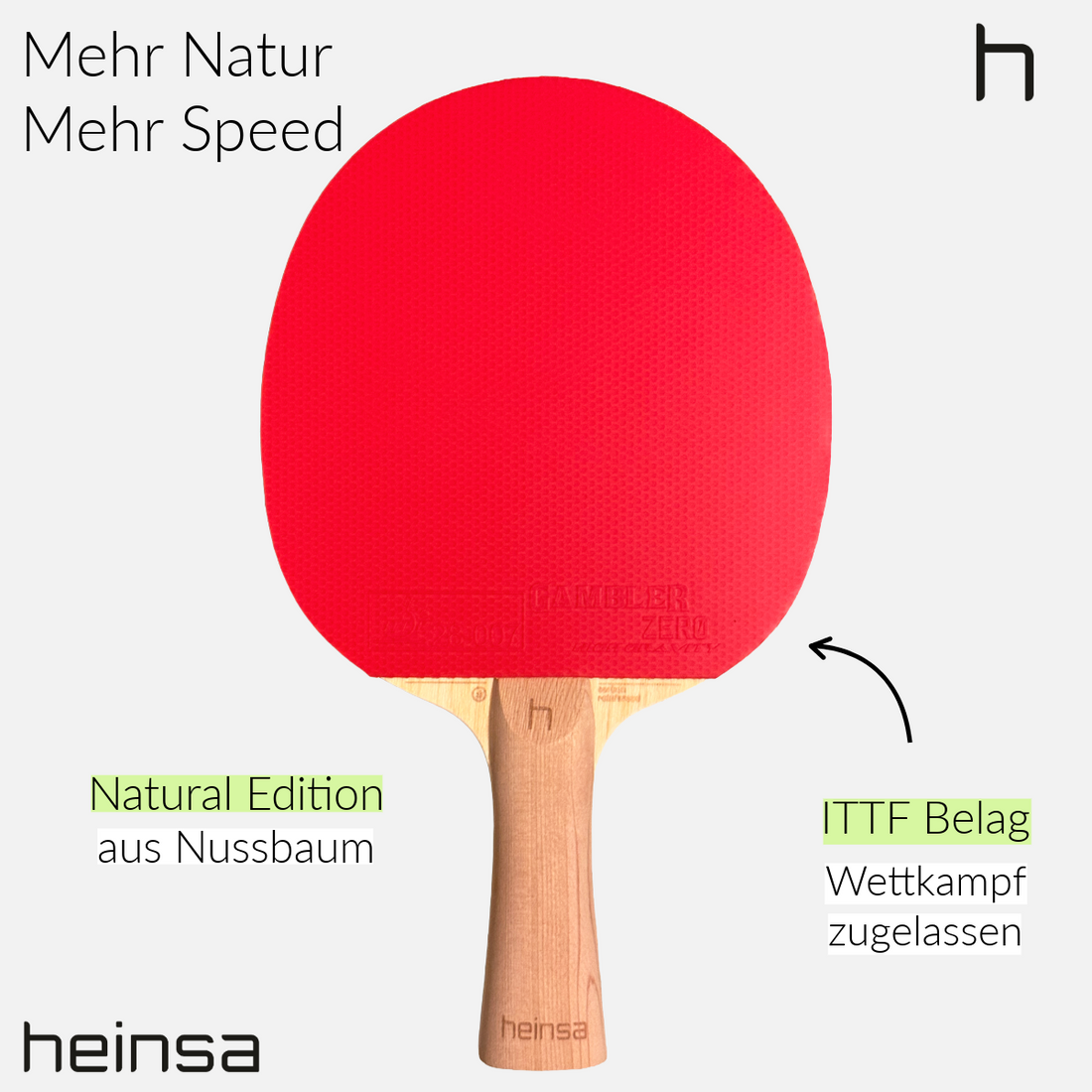 HEINSA Natural Edition – Carbon Tischtennisschläger mit Naturholz-Optik