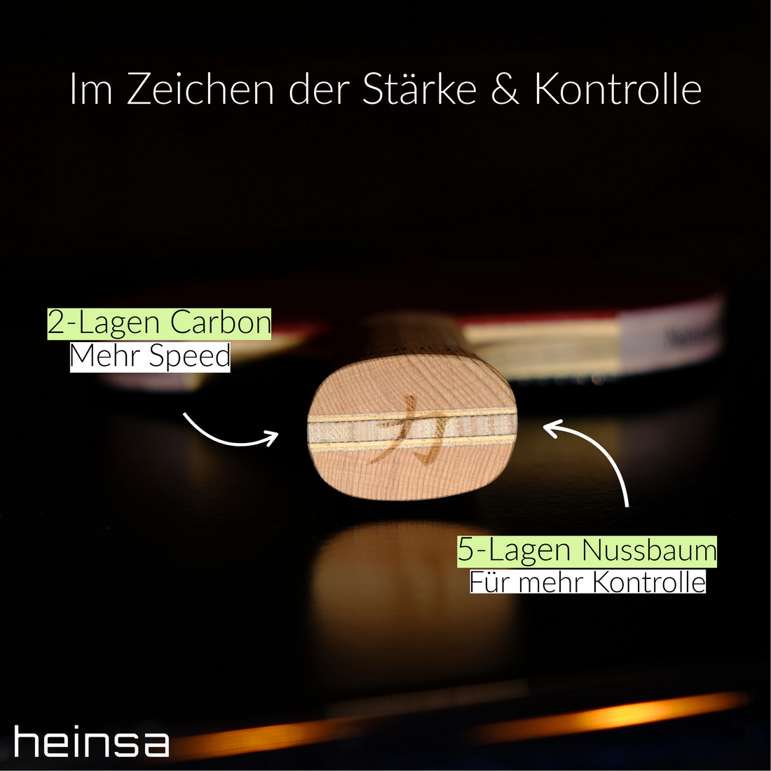 HEINSA Natural Edition – Carbon Tischtennisschläger mit Naturholz-Optik