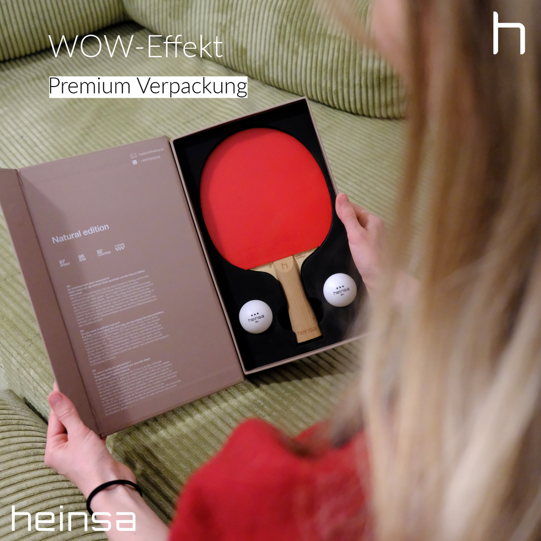 HEINSA Natural Edition – Carbon Tischtennisschläger mit Naturholz-Optik