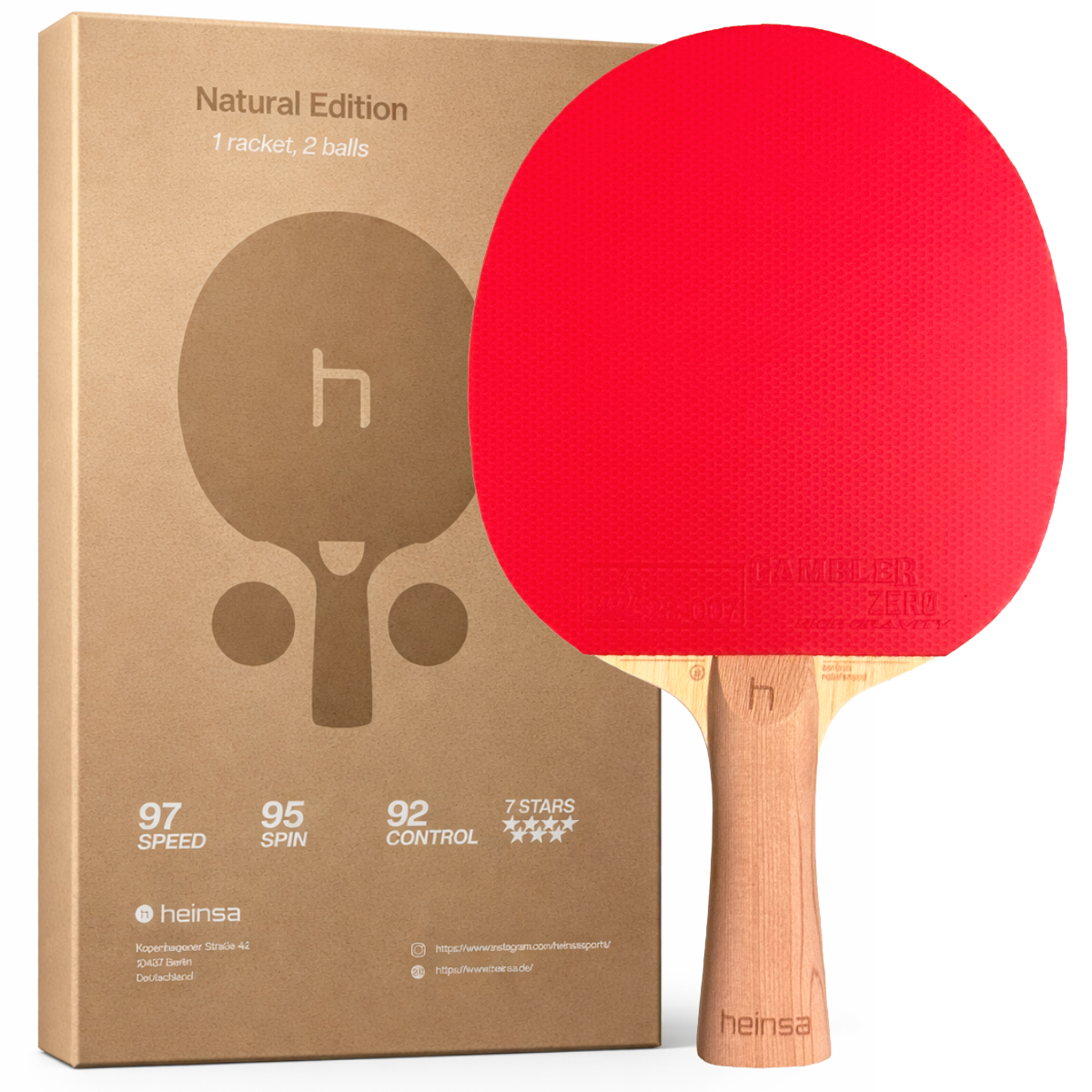 HEINSA Natural Edition – Carbon Tischtennisschläger mit Naturholz-Optik