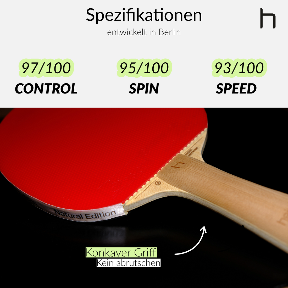 HEINSA Natural Edition – Carbon Tischtennisschläger mit Naturholz-Optik