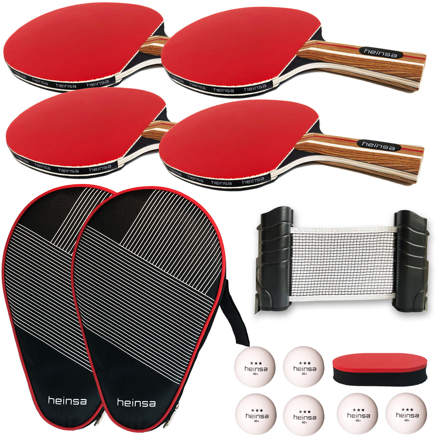 heinsa professional table tennis bat set 4 bats and net