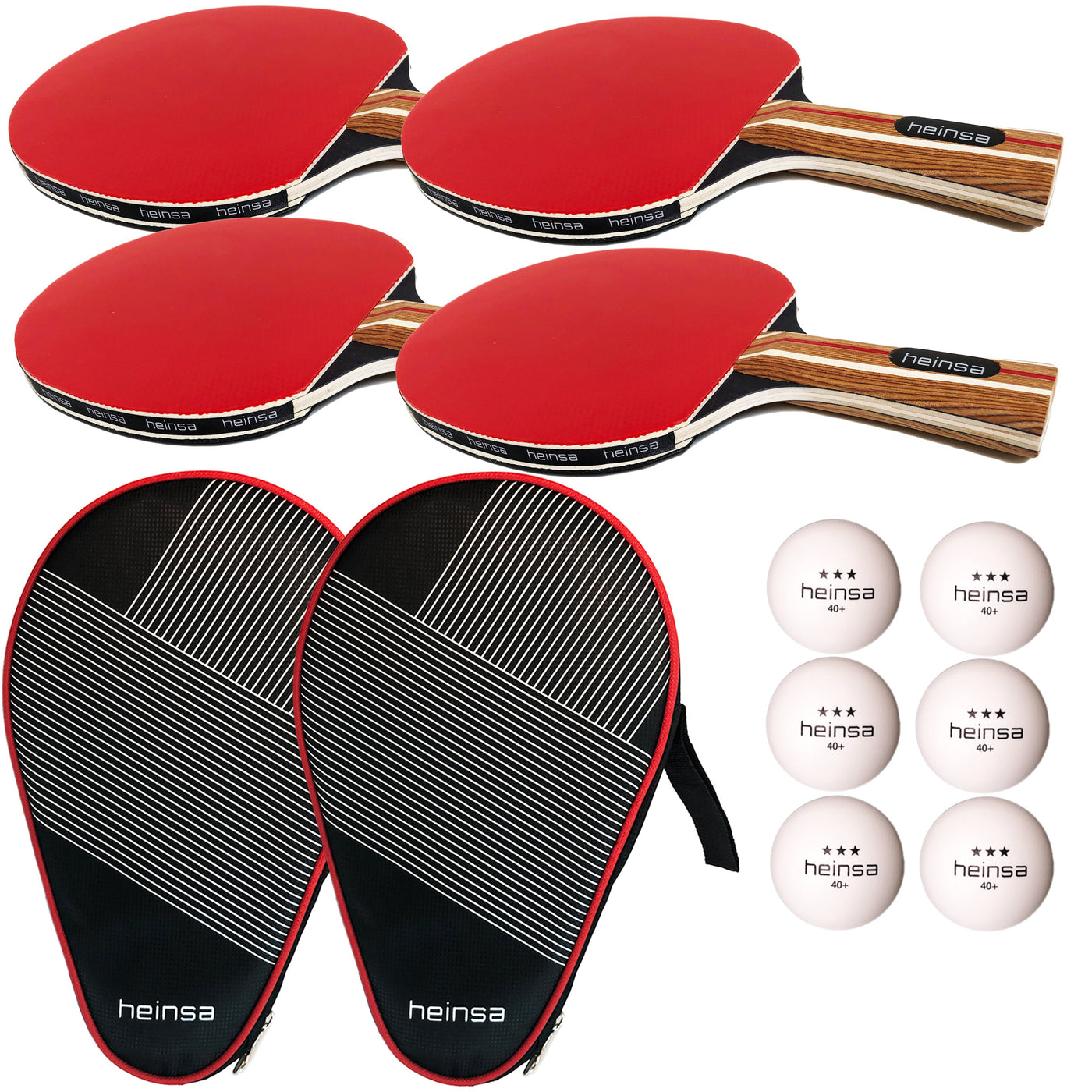heinsa Profi Tischtennisschläger Set 4 Schläger und Zubehör