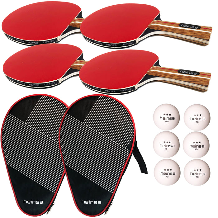 heinsa Profi Tischtennisschläger Set 4 Schläger und Zubehör