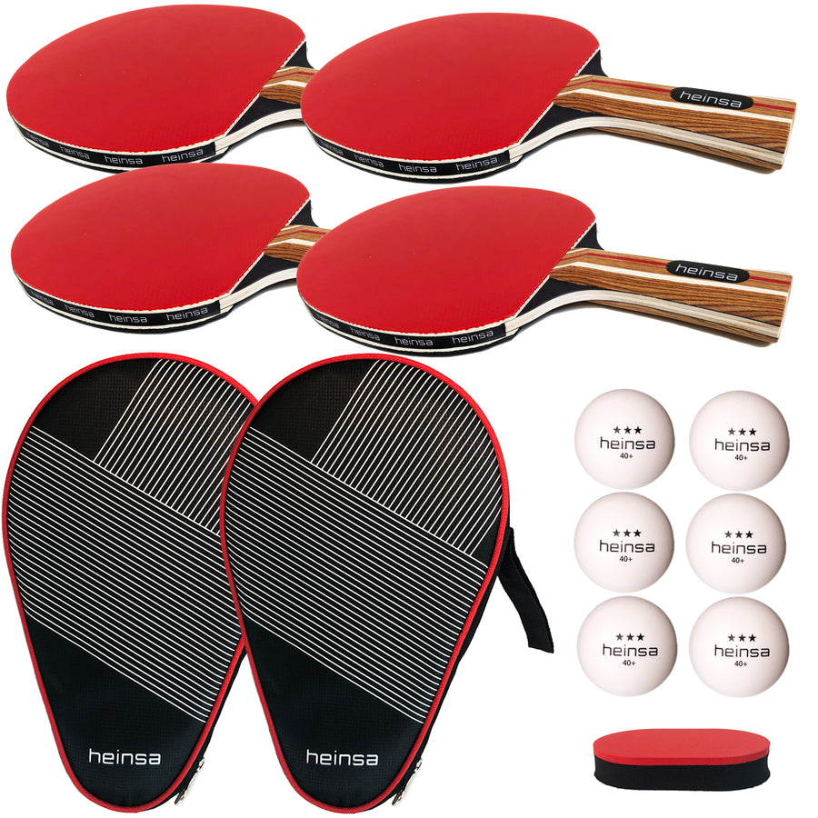 heinsa professional table tennis bat set 4 bats and accessories