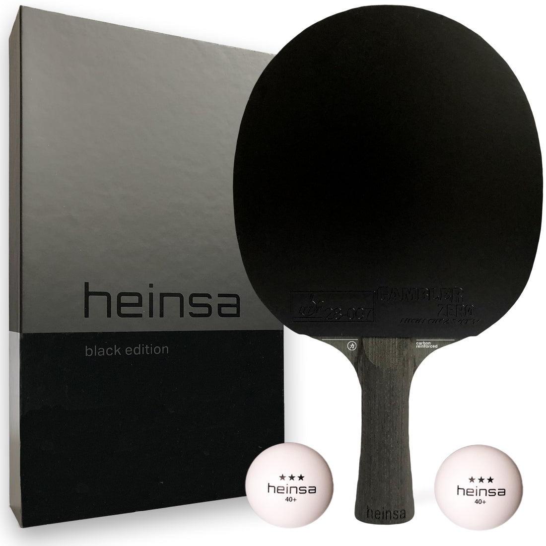 heinsa "black edition" Profi Tischtennisschläger aus Carbon und Lichtnussbaumholz