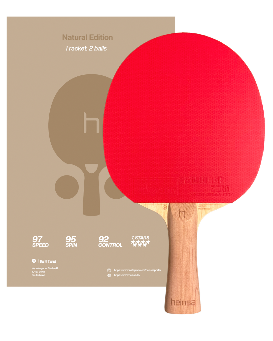HEINSA Natural Edition – Carbon Tischtennisschläger mit Naturholz-Optik