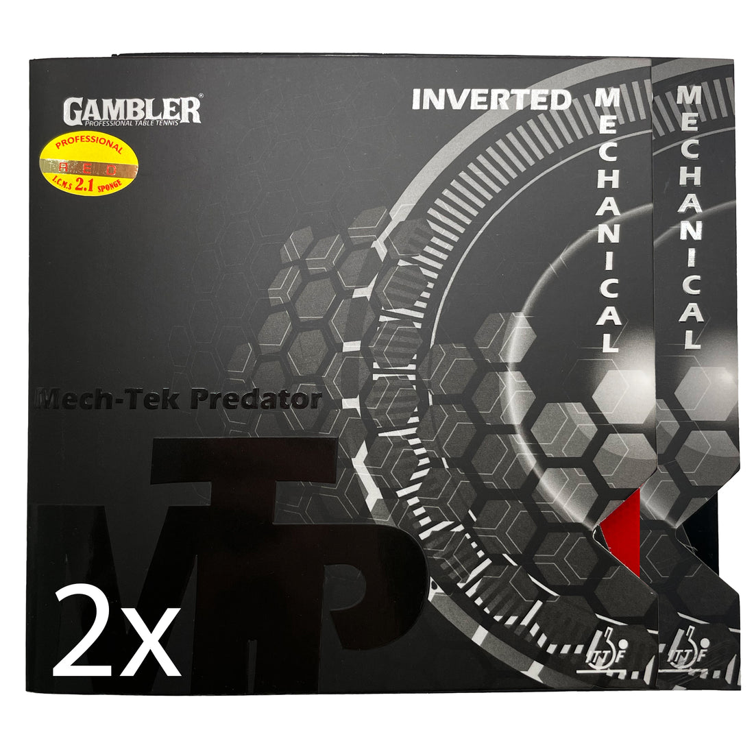 Gambler Mech-Tek Predator 2,1 mm Tischtennis Belag (Rot & Schwarz)