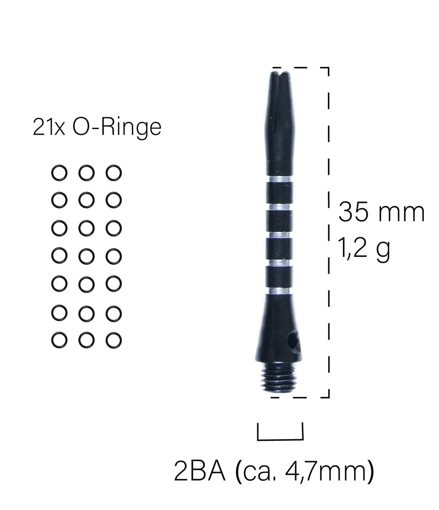 heinsa Dart Schäfte Set 12 Stück (Schwarz)