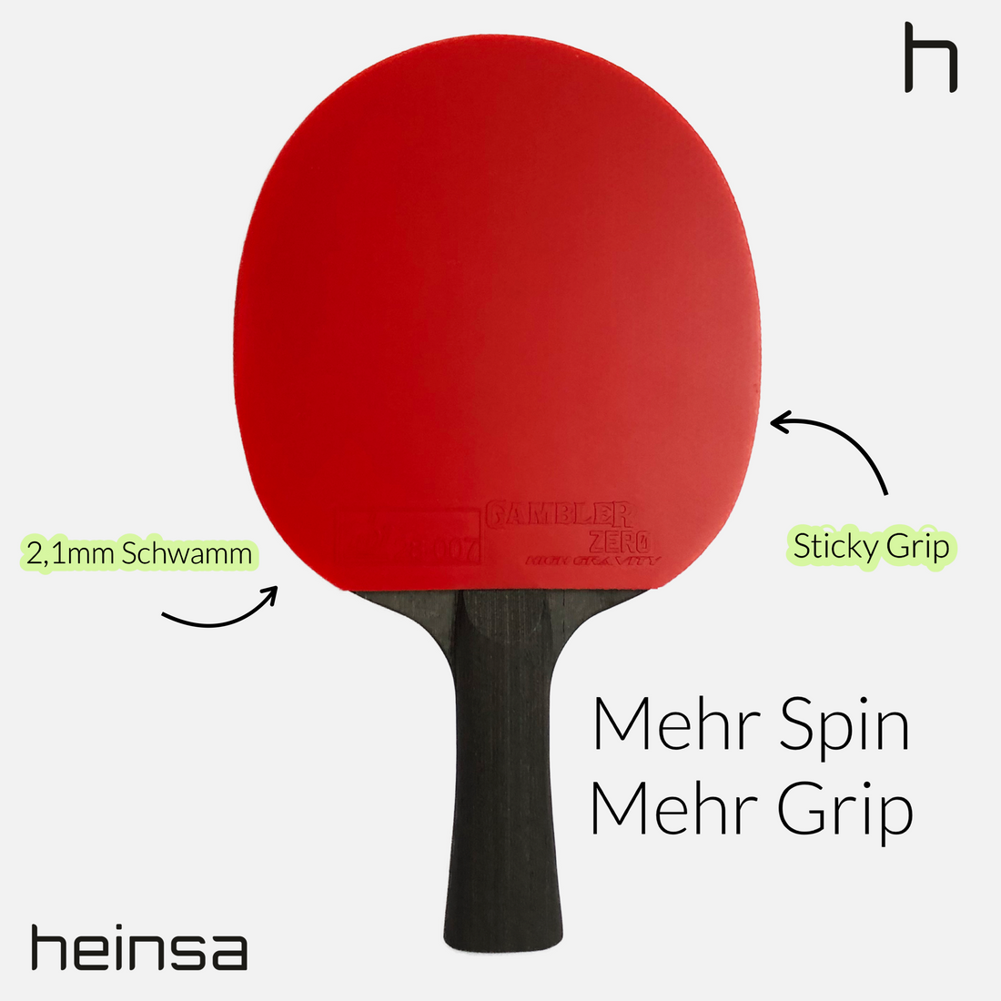 heinsa "black edition" professional table tennis bat made of carbon and extra table tennis balls bundle