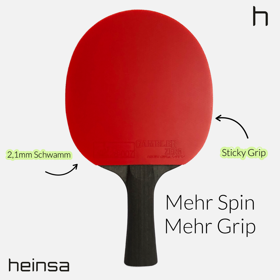 heinsa "black edition" professional table tennis bat made of carbon and light walnut wood
