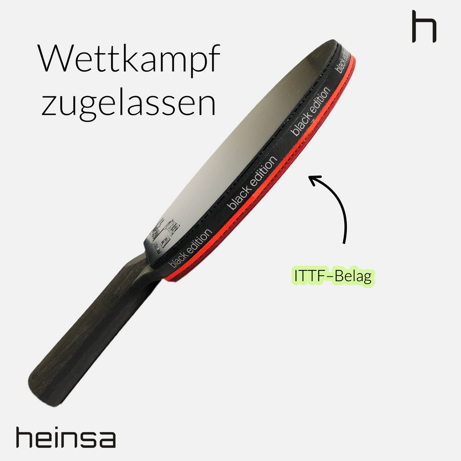 heinsa "black edition" professional table tennis bat made of carbon and extra table tennis balls bundle