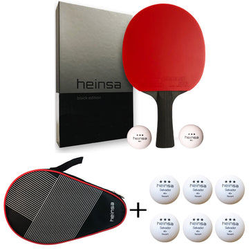 heinsa "black edition" professional table tennis bat and extra table tennis balls and bag