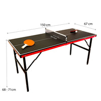 heinsa Mini Tischtennisplatte Zusammenklappbar (Schwarz/Rot)