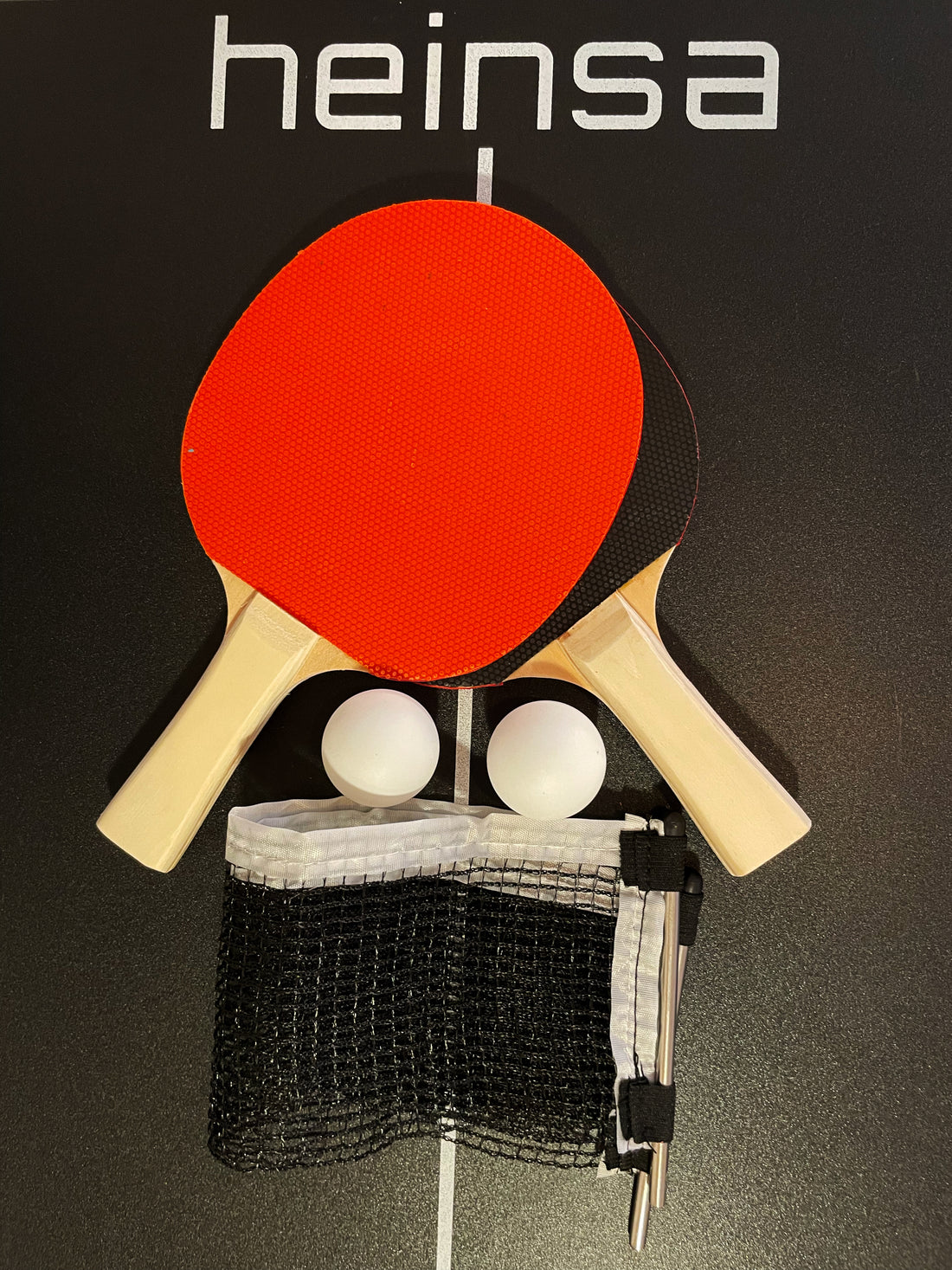 heinsa Mini Tischtennisplatte Zusammenklappbar (Schwarz/Rot)