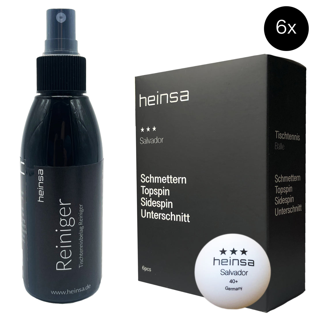 heinsa Tischtennis Reinigungsset für Beläge mit Schwamm 150 ml