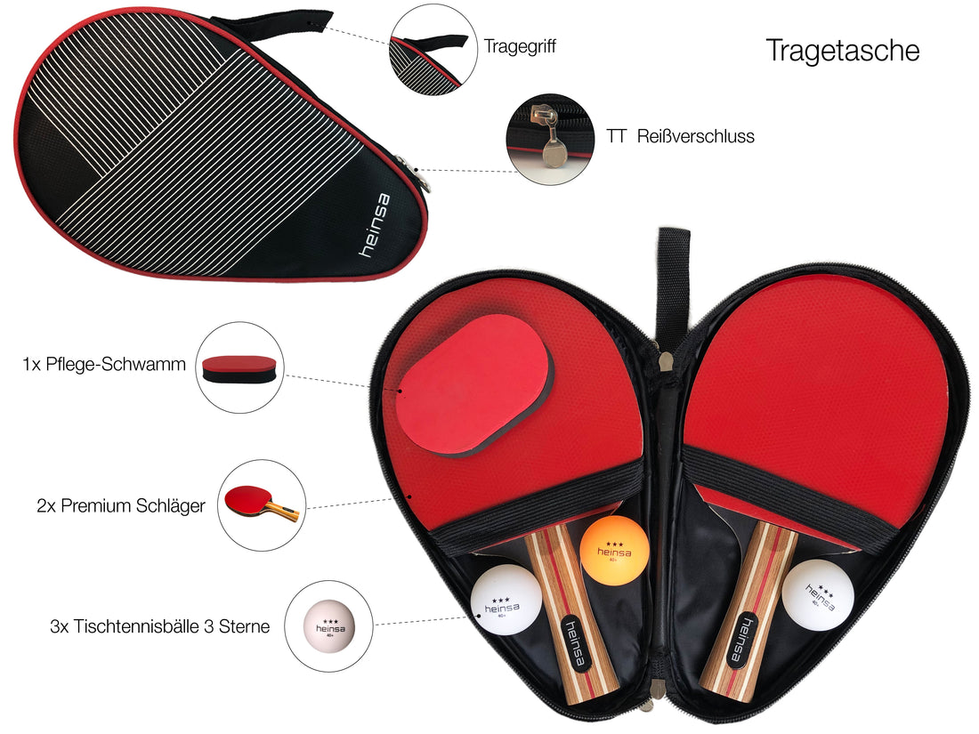 NEU BUNDLE heinsa Tischtennisplatte Klein Zusammenklappbar mit Tischtennis Set