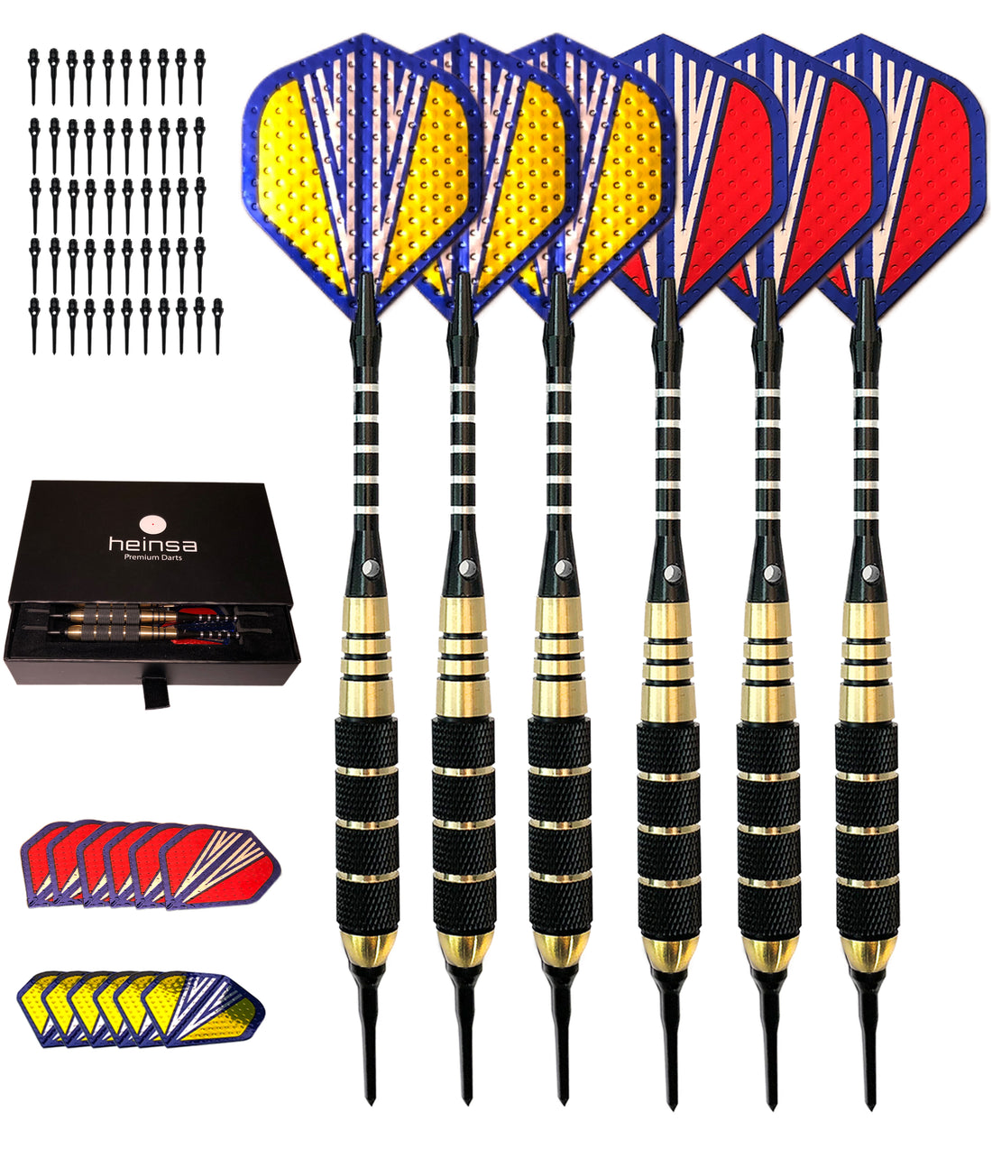 heinsa darts with plastic tip 18g (set of 6)