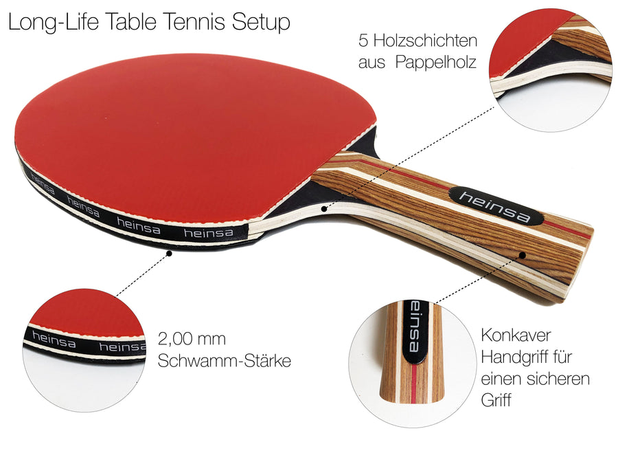 heinsa table tennis bat set with net